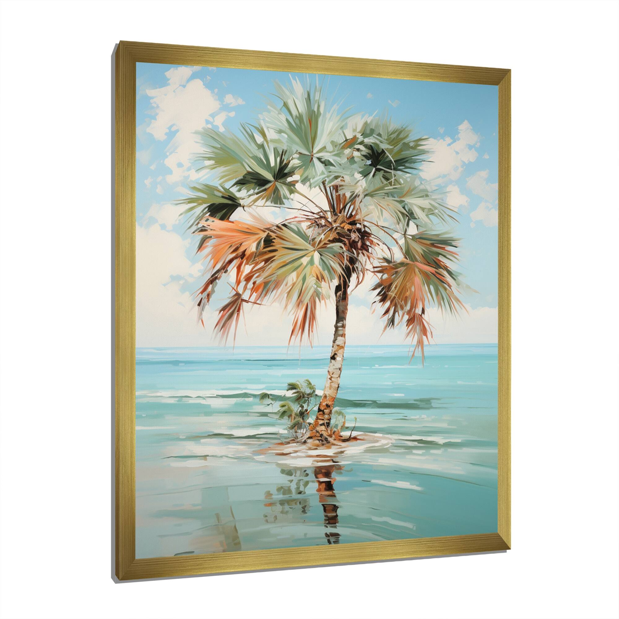 Designart "Minimalism Plam Tree Solitude I" Palms & Palm Trees Framed